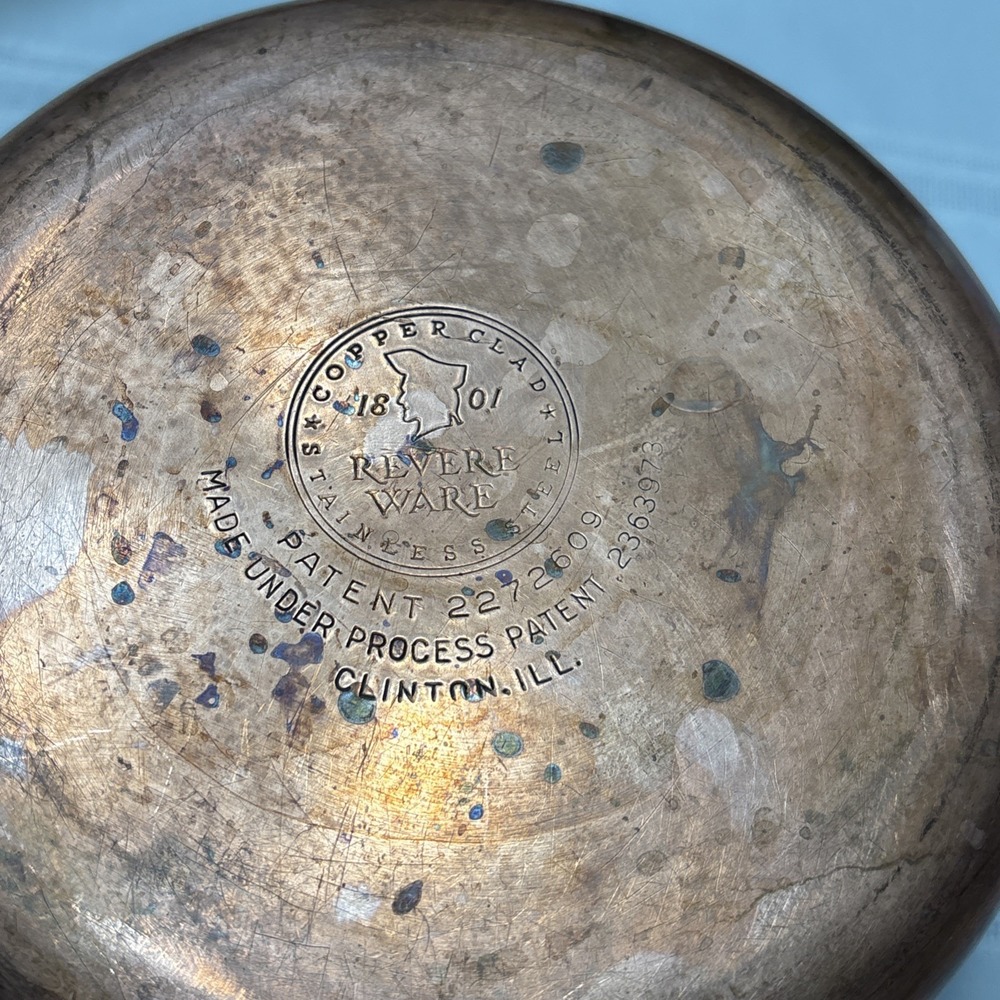 1801 Revere Ware 2 Quart Sauce Pan Copper Bottom No Lid USA Clinton ILL Vintage - Picture 9 of 9